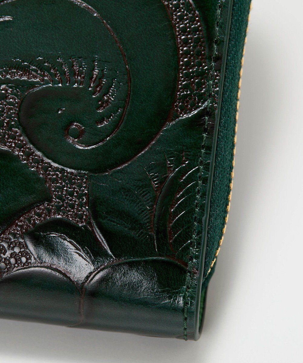 TOPKAPI 【TREASURE TOPKAPI】ローズエンボス ツヤ レザー ラウンドファスナー 二つ折り財布/パスポート対応 