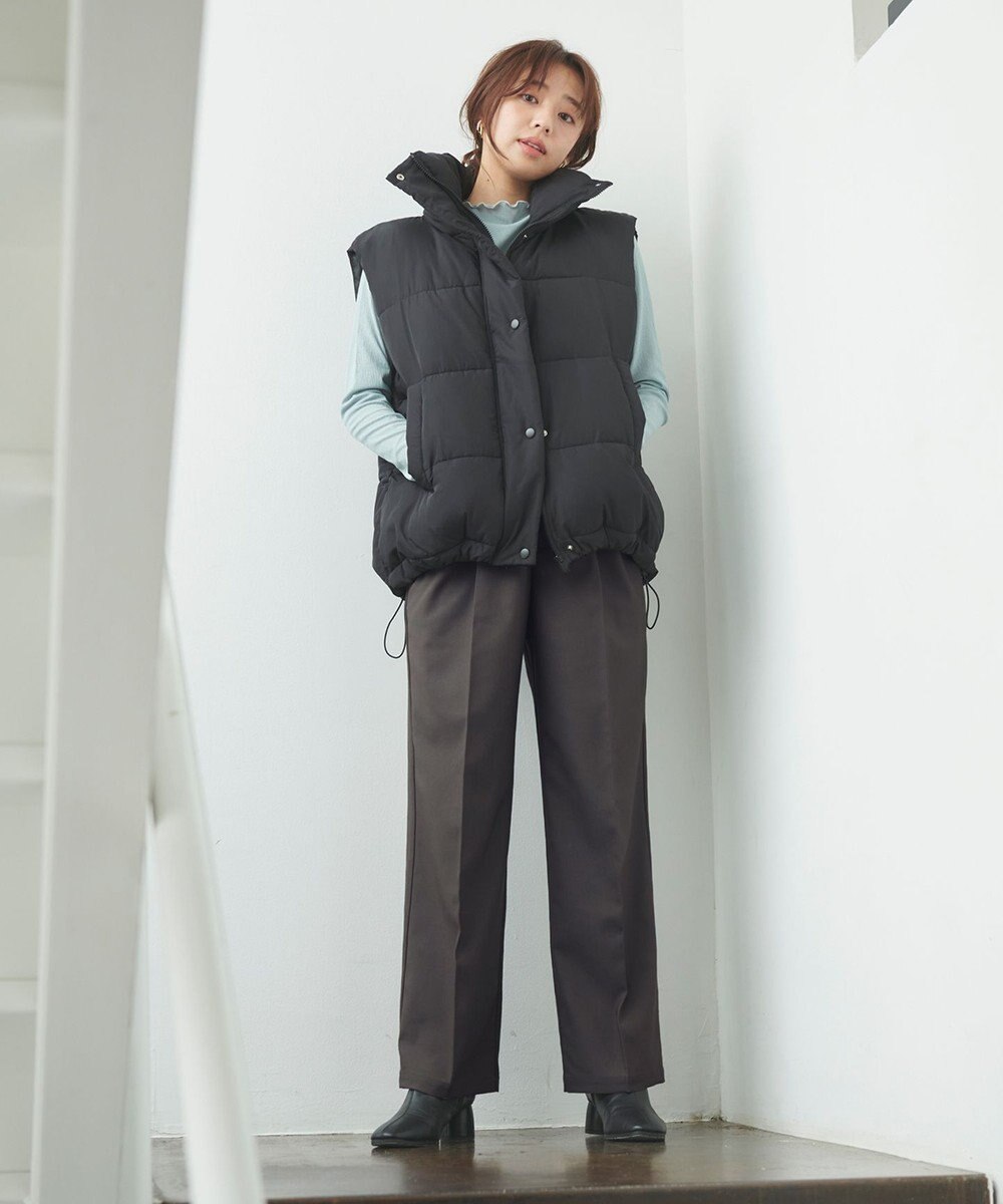 Feroux 【洗える】サイドオープンスラックス パンツ 