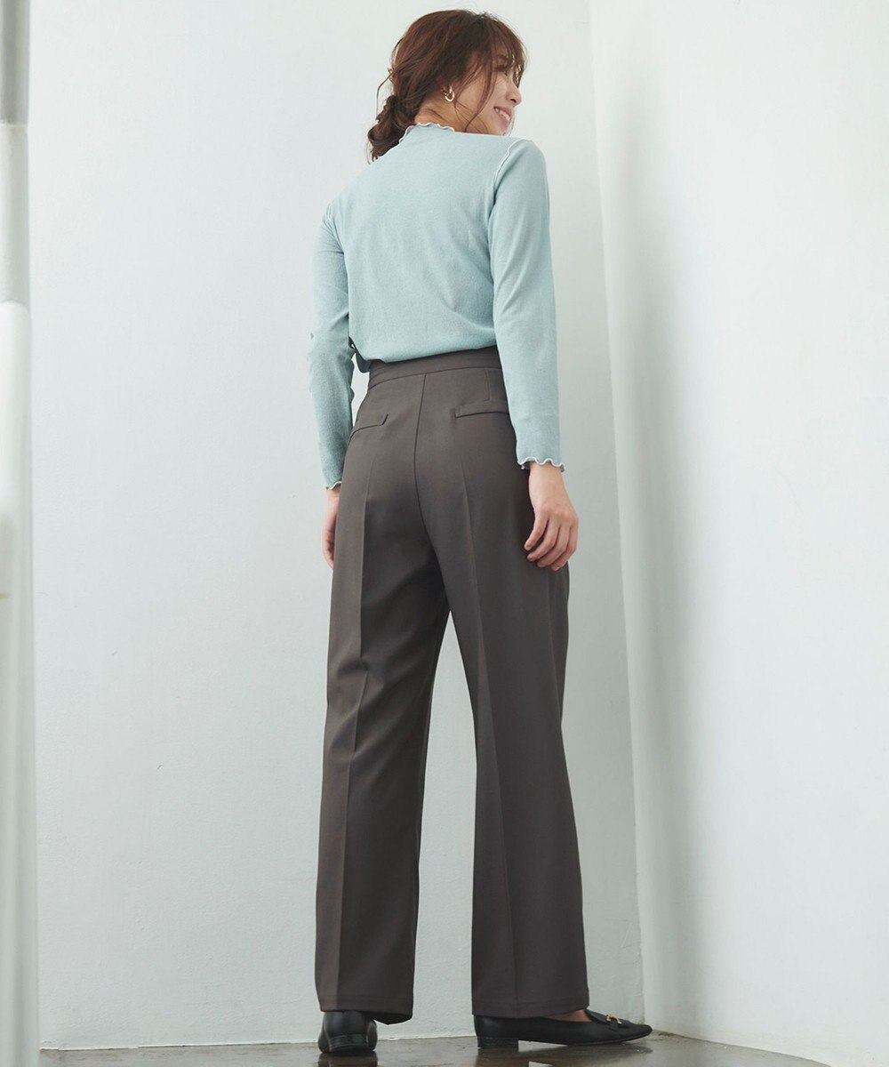 Feroux 【洗える】サイドオープンスラックス パンツ 