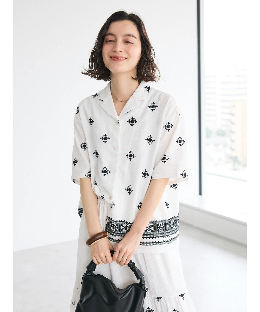 CRAFT STANDARD BOUTIQUE パネル刺繍開襟シャツ 