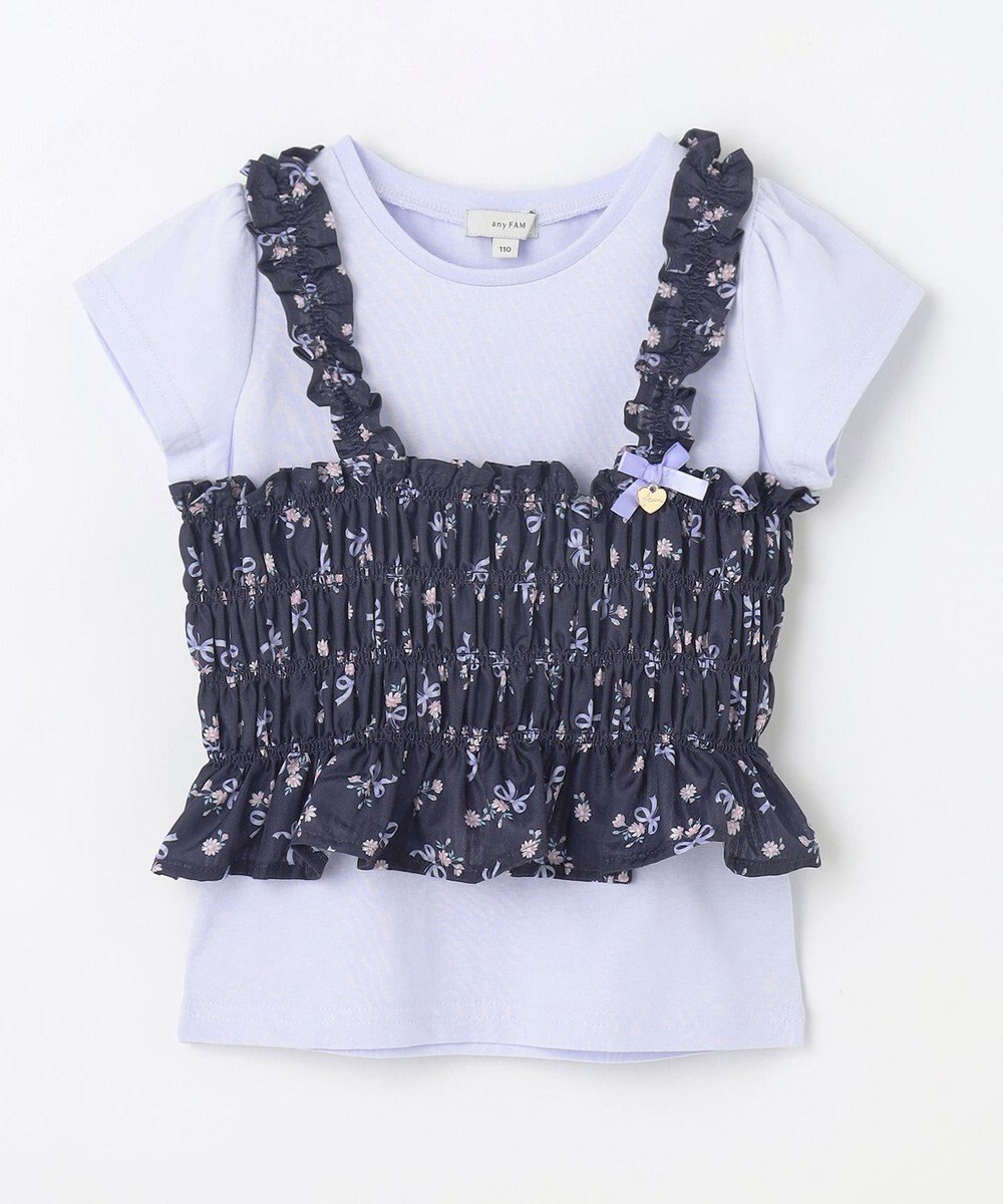 ANY KIDS フラワー×リボン ビスチェ付きTシャツ 