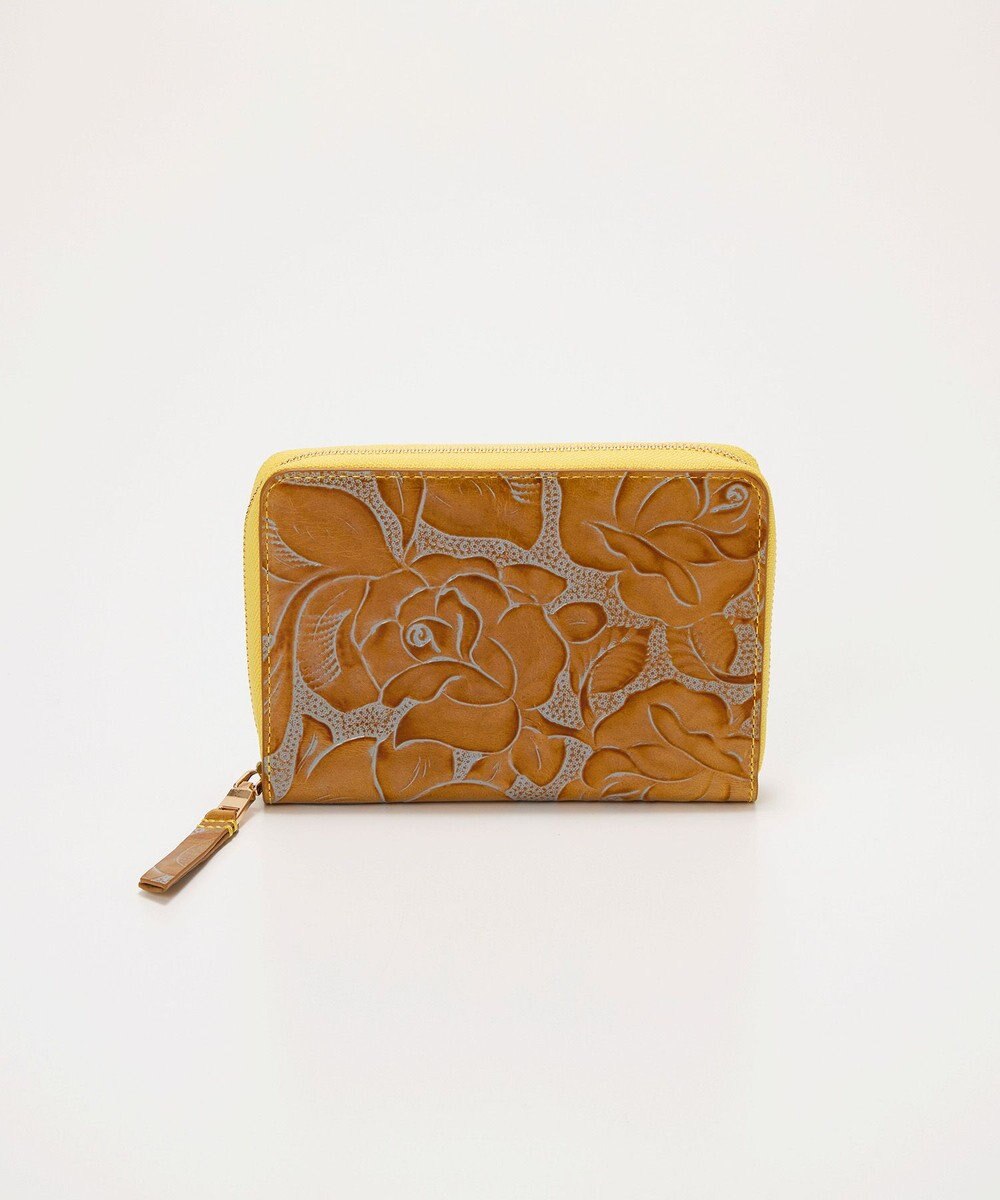 TOPKAPI 【TREASURE TOPKAPI】ローズエンボス ツヤ レザー ラウンドファスナー 二つ折り財布/パスポート対応 