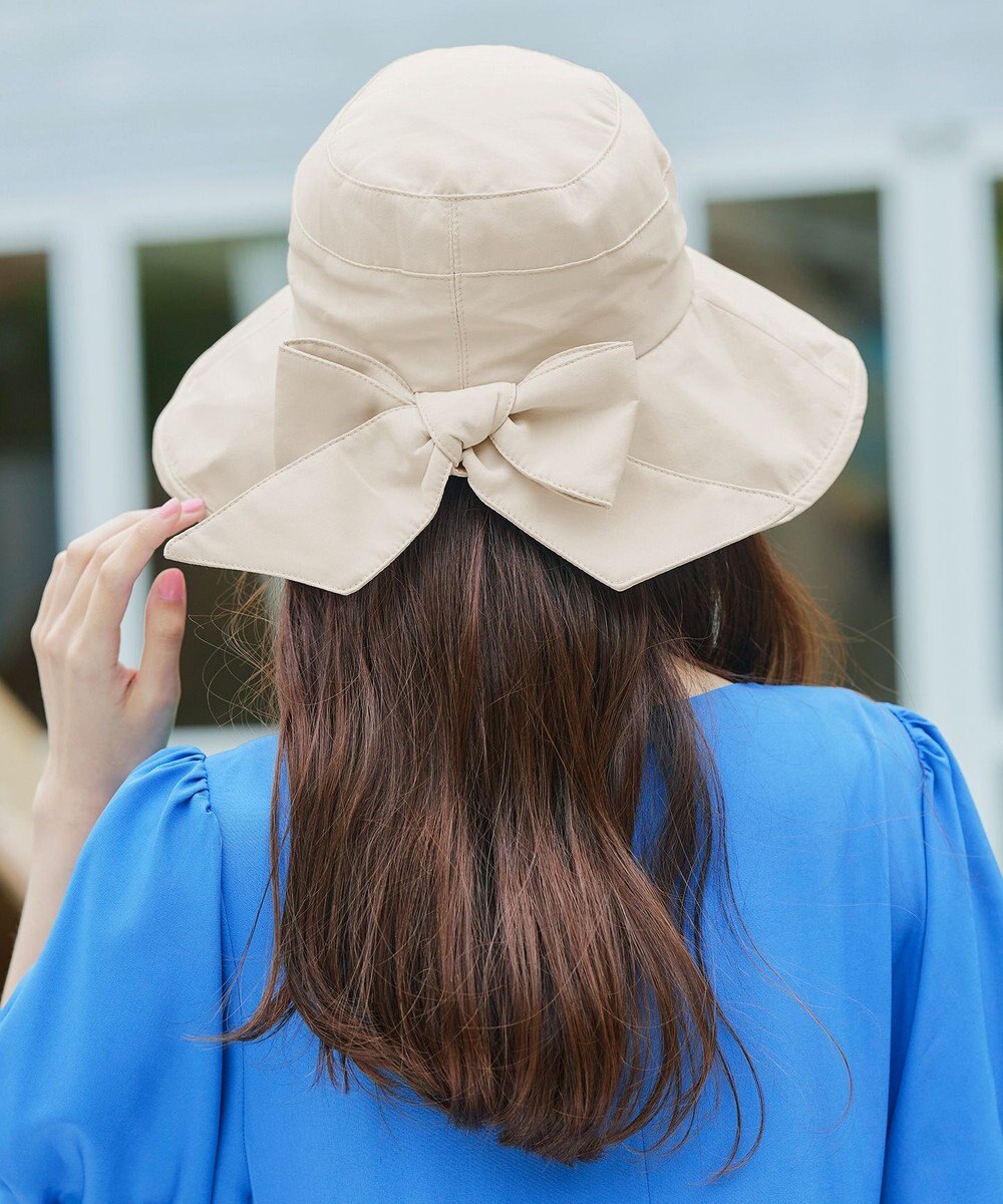 Tiaclasse 後ろリボンつば広ハット 