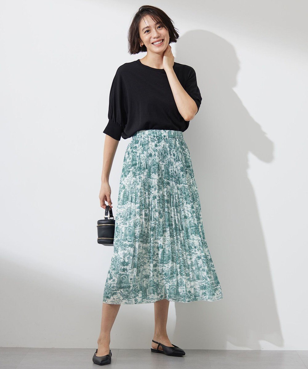 自由区 【カタログ掲載・洗える】ランドスケーププリント スカート 