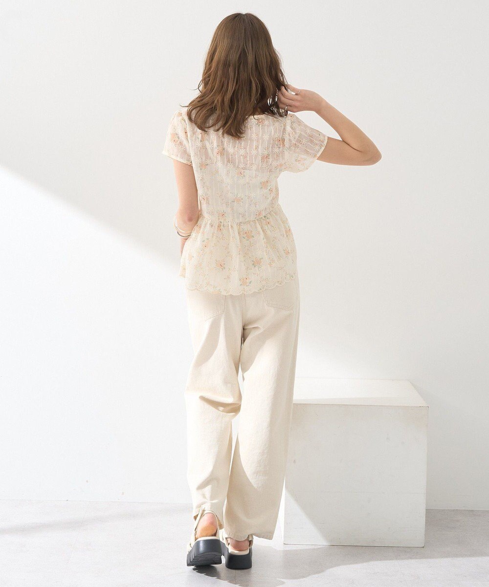 earth music&ecology フラワープリント刺繍ブラウス 