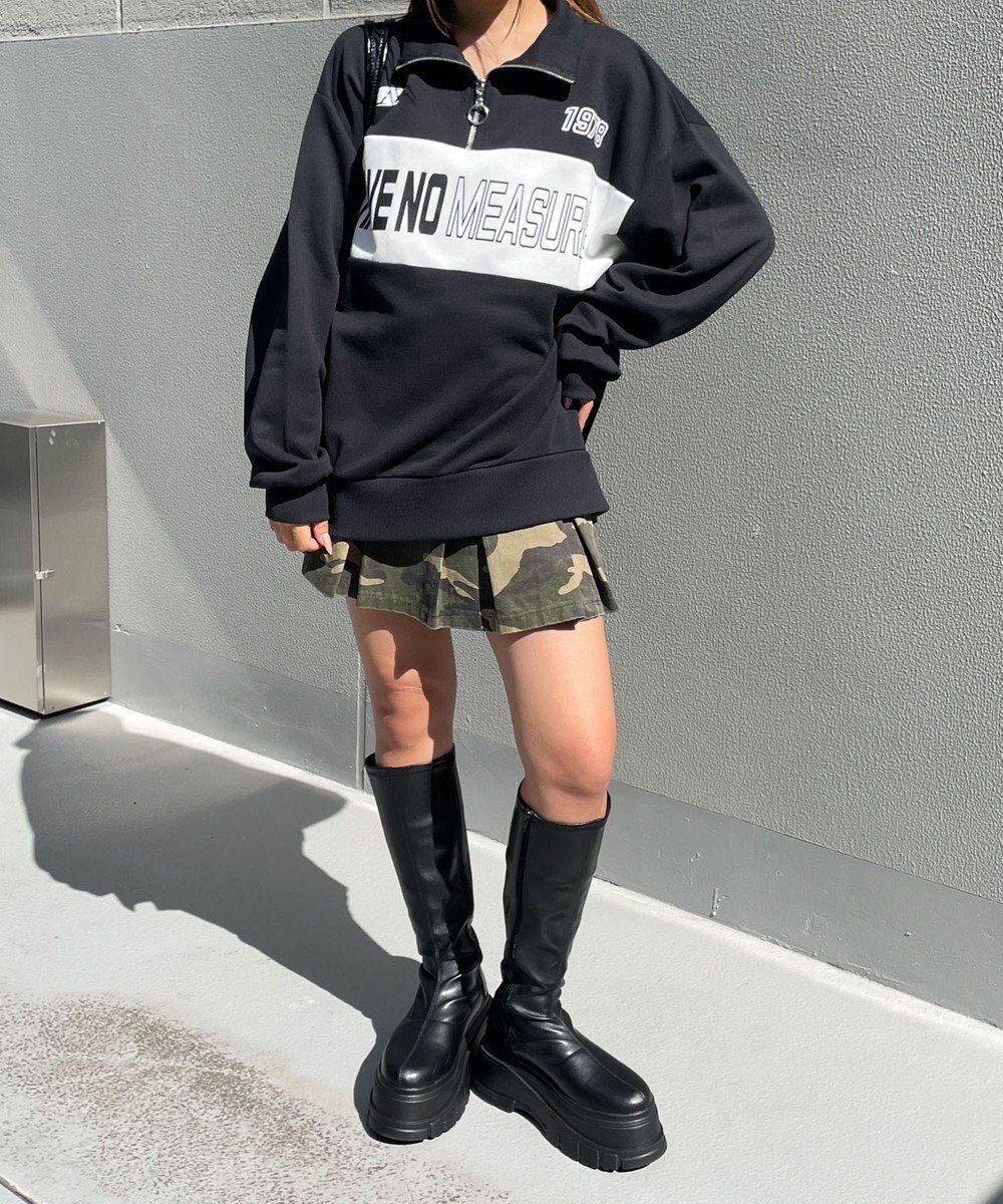 WEGO グラフィックハーフジップビッグスウェット 