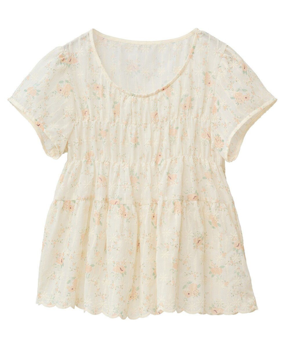 earth music&ecology フラワープリント刺繍ブラウス 