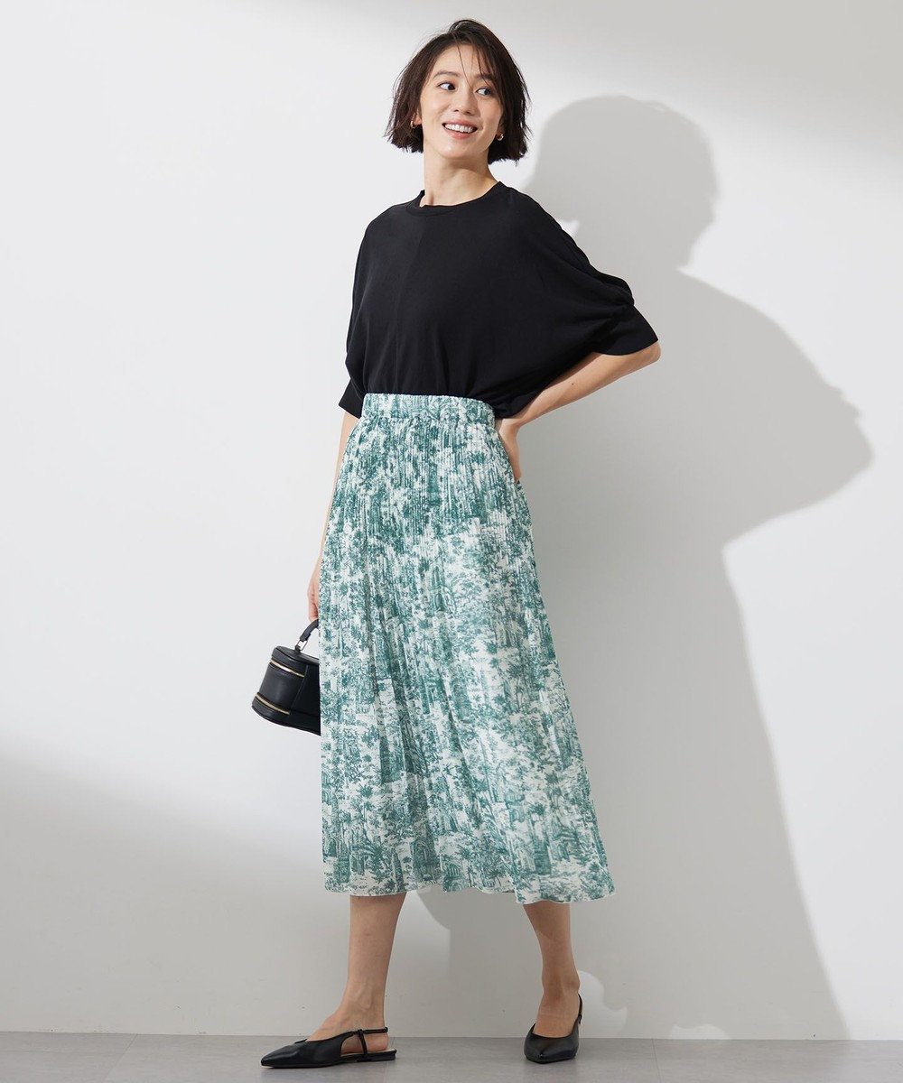 自由区 【カタログ掲載・洗える】ランドスケーププリント スカート 