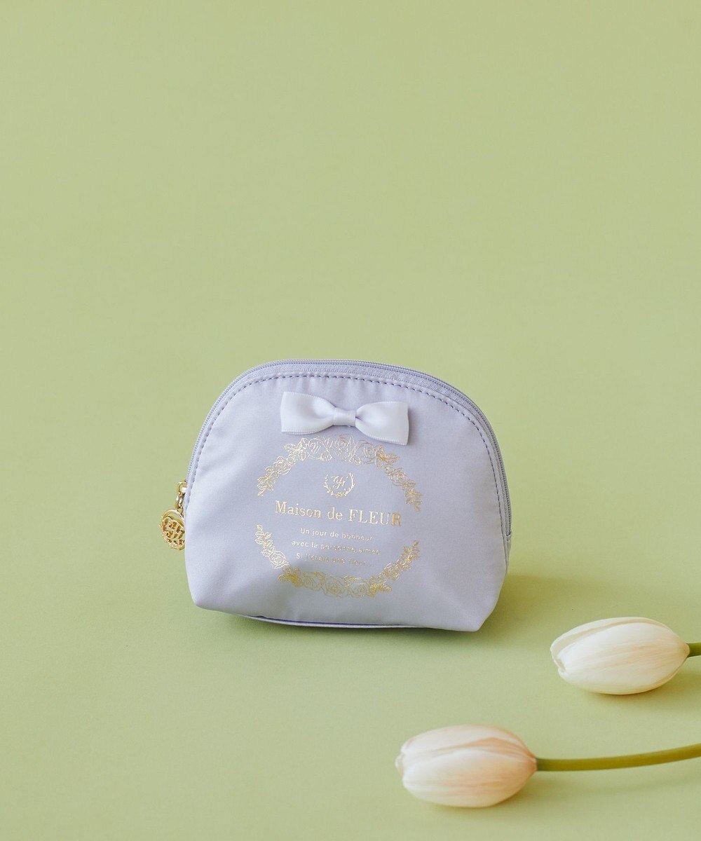 Maison de FLEUR サテンリボンラウンドポーチ 