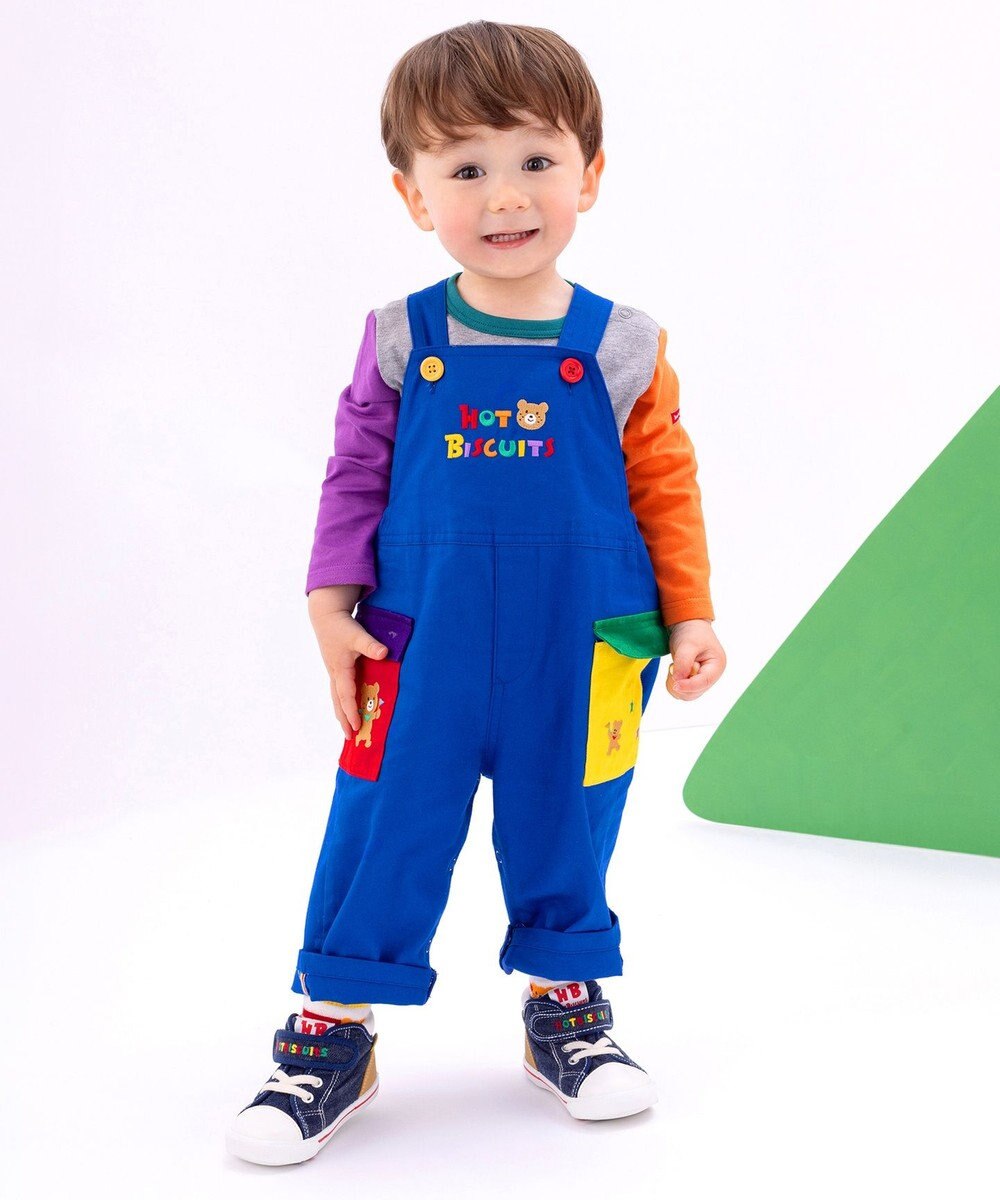 MIKI HOUSE HOT BISCUITS 【70-110cm】カラフルブロック オーバーオール 