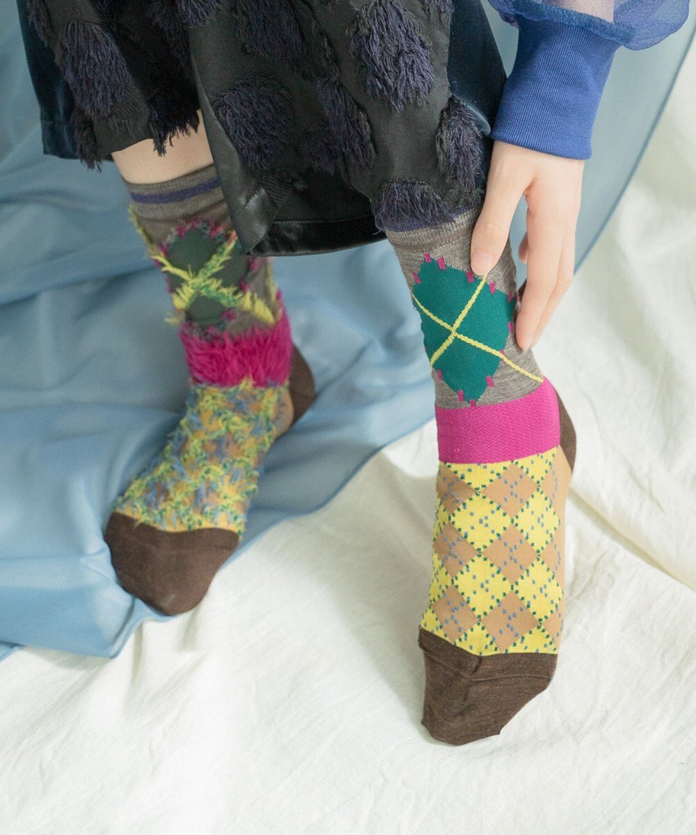 COQ KITSUNE ARGYLE アーガイル リバーシブルファーソックス 