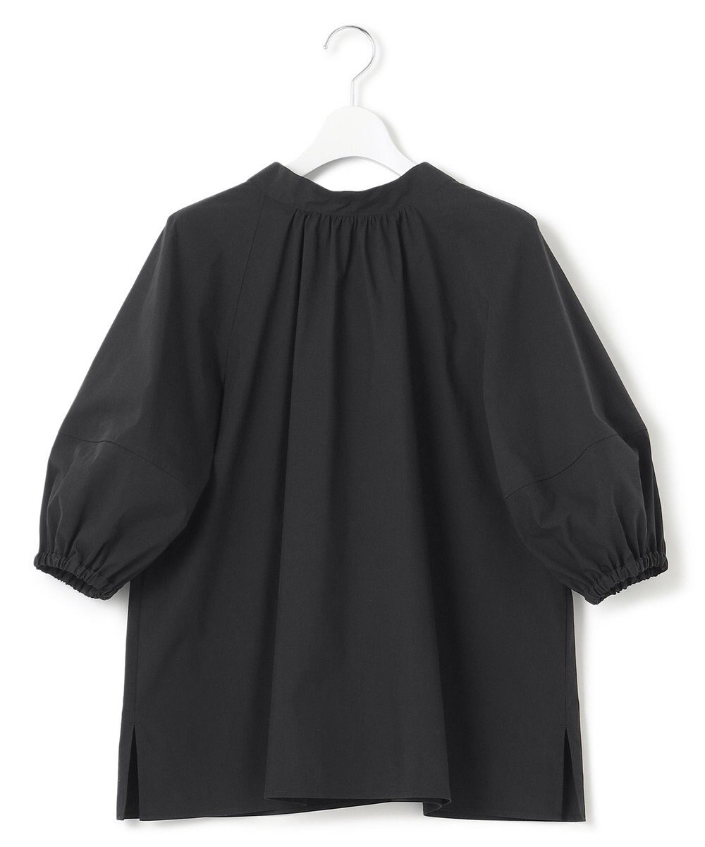 23区 【一部店舗限定/洗える】ハイカウントウェザーストレッチ ボウタイ付き ランタンスリーブ ブラウス 