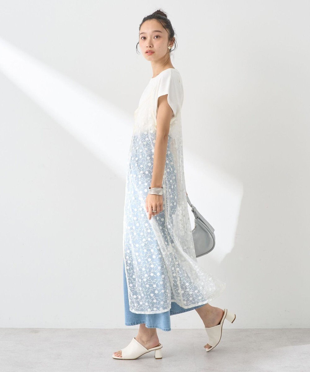 earth music&ecology チュールレースレイヤードキャミドレ 