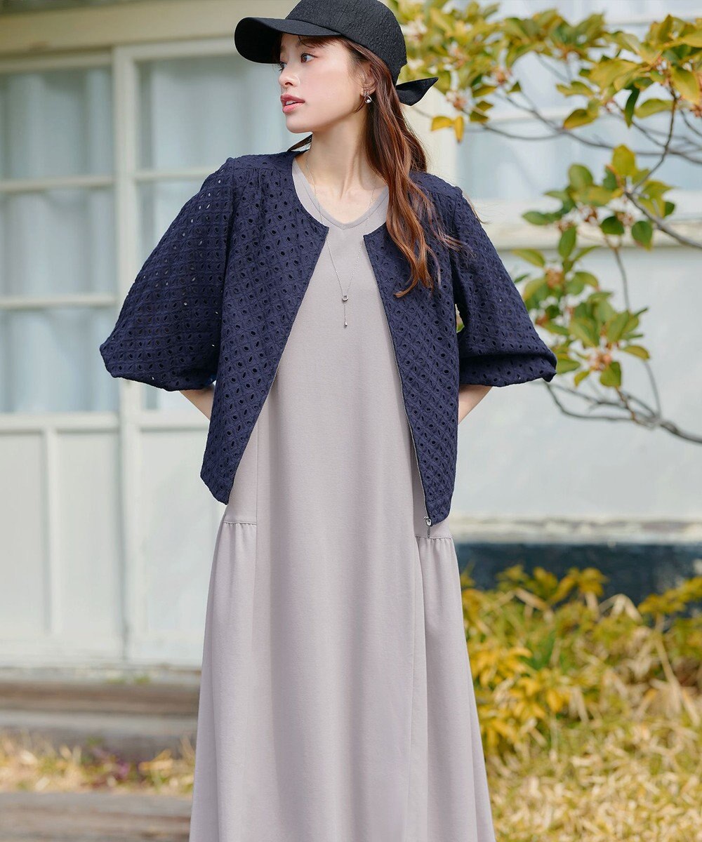 Tiaclasse 【小倉優子さん着用・洗える・接触冷感・汗ジミ防止】“サマさまカットソー”サイドティアードワンピース 