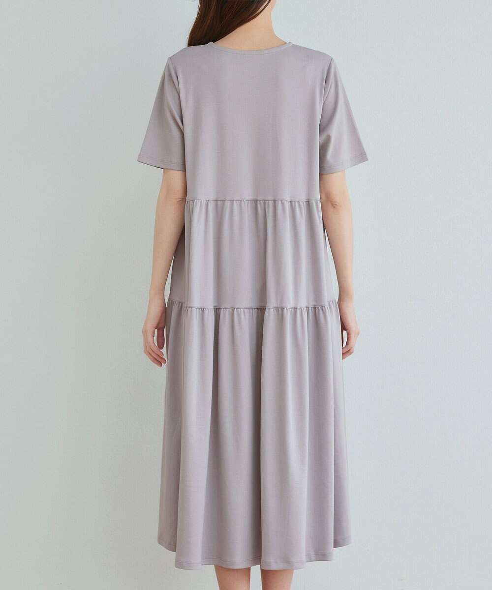 Tiaclasse 【小倉優子さん着用・洗える・接触冷感・汗ジミ防止】“サマさまカットソー”サイドティアードワンピース 