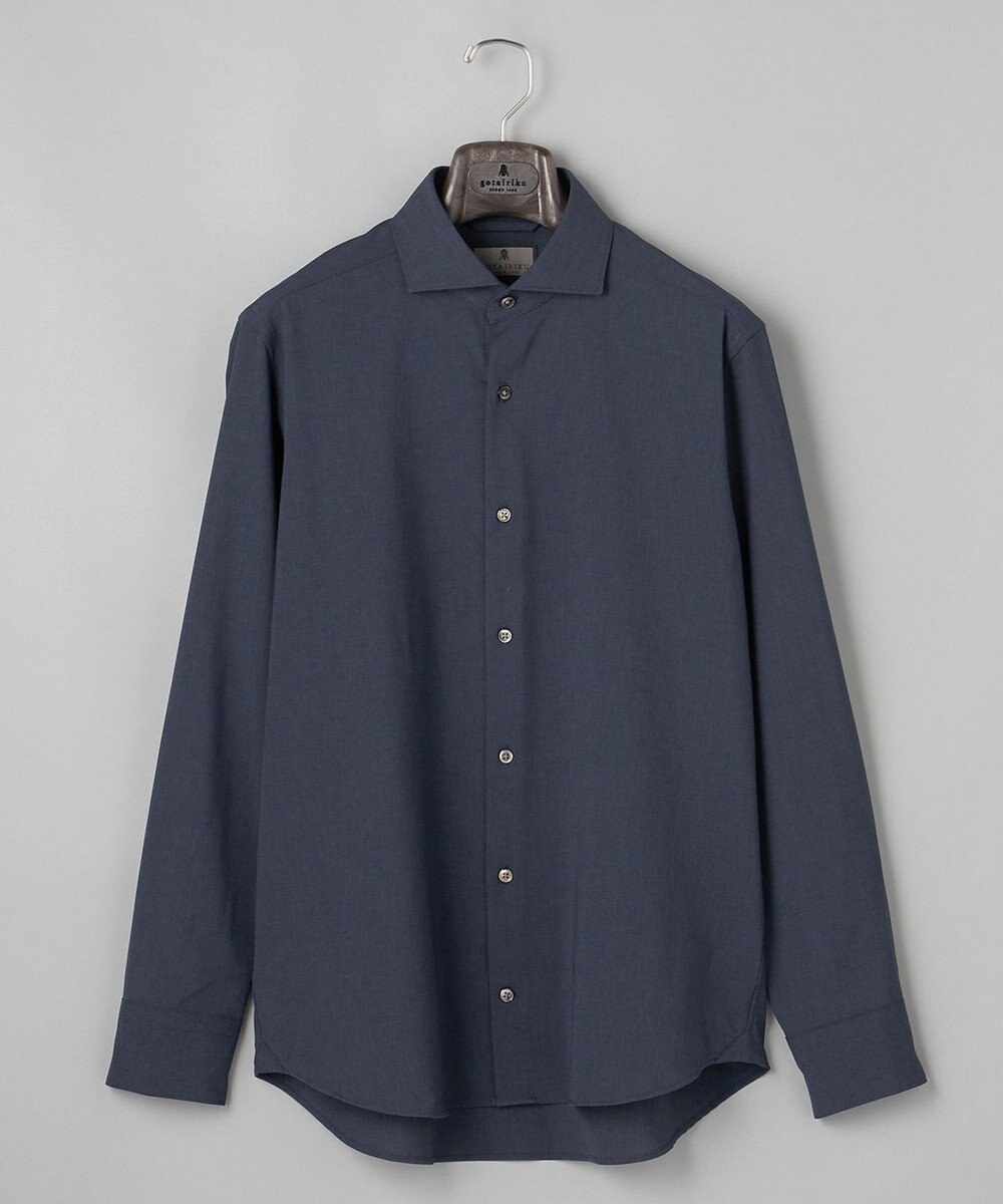 GOTAIRIKU 【シワになりにくい/ストレッチ/洗える】ウールライク シャツ_カッタウェイカラー 
