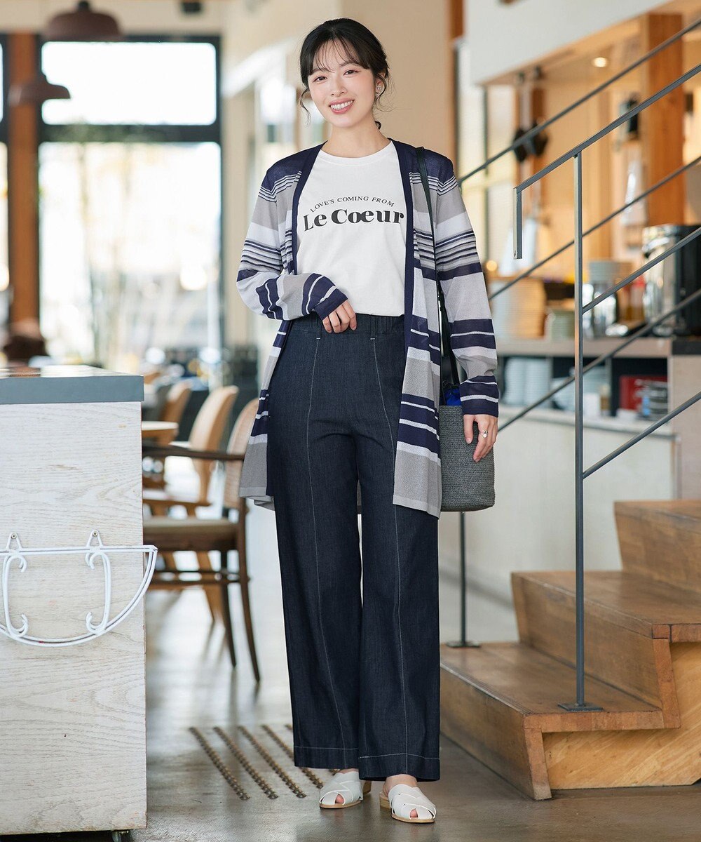 Tiaclasse 【おのののかさん着用】TCデニム切替ワイドストレートパンツ 