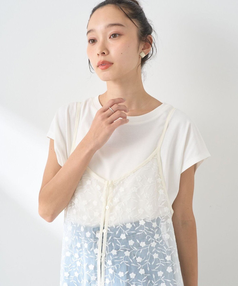 earth music&ecology チュールレースレイヤードキャミドレ 