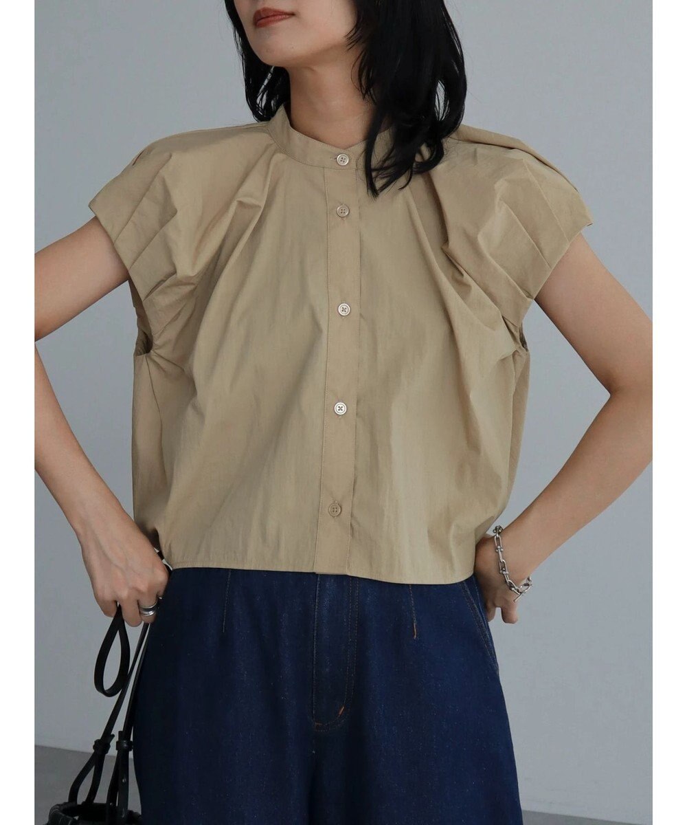 Green Parks タックデザインショート丈シャツ 