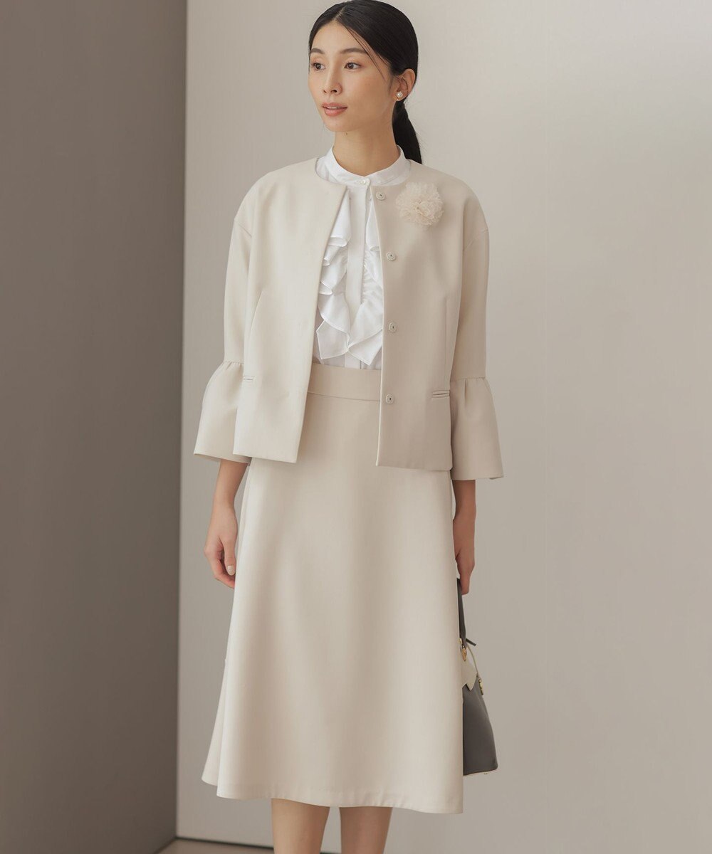 組曲 【KUMIKYOKU NAVY】コットンタッチシャーティングラッフルフレア ブラウス 