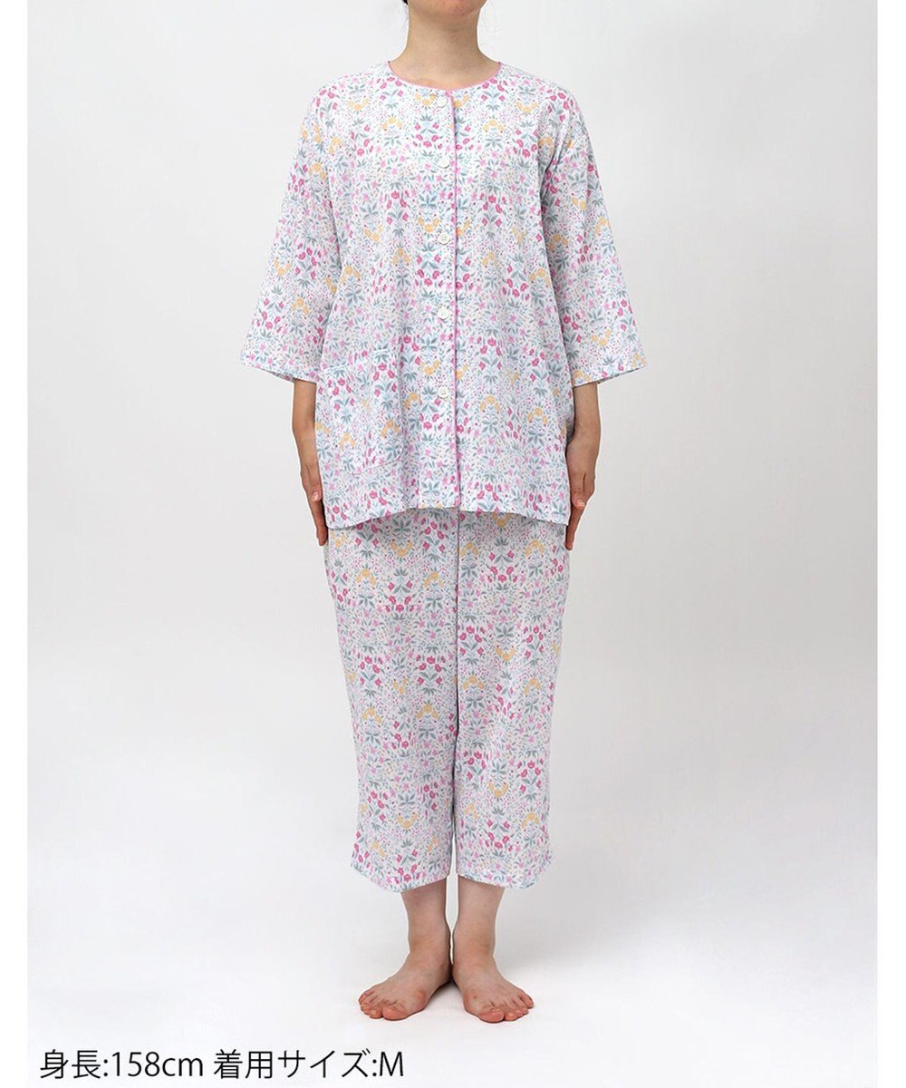 Wing パジャマ 綿100%(本体) 楊柳素材 高島ちぢみ（Ｒ） 7分袖 長袖 8分丈 レディース EP8043 ウイング／ワコール 