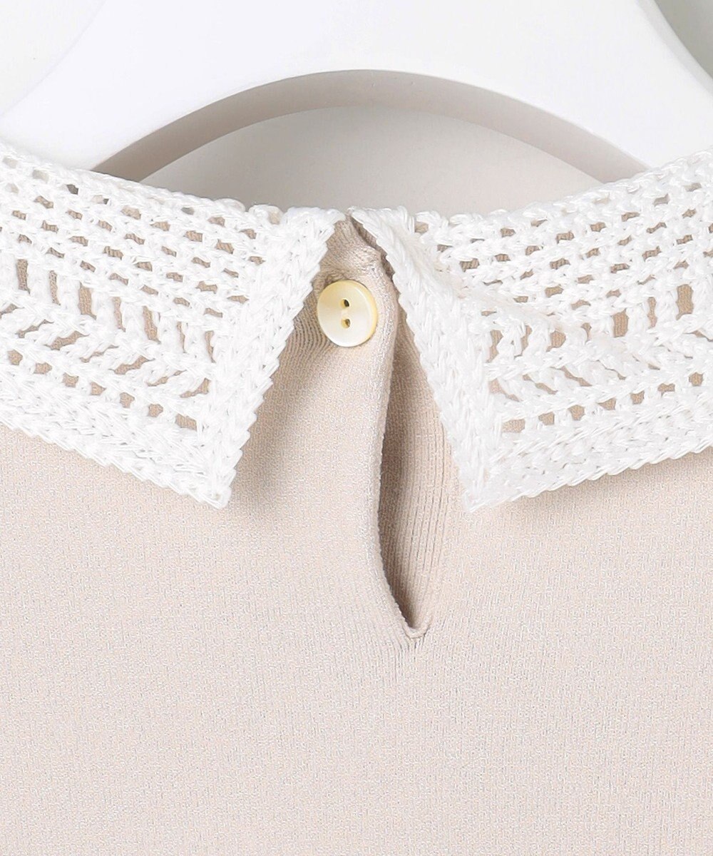 J.PRESS LADIES L レーヨンストレッチ 刺繡襟 ニット 
