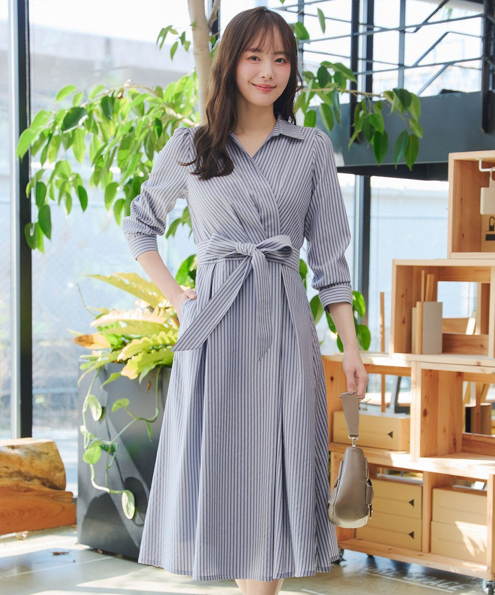 Tiaclasse カシュクールシャツワンピース 