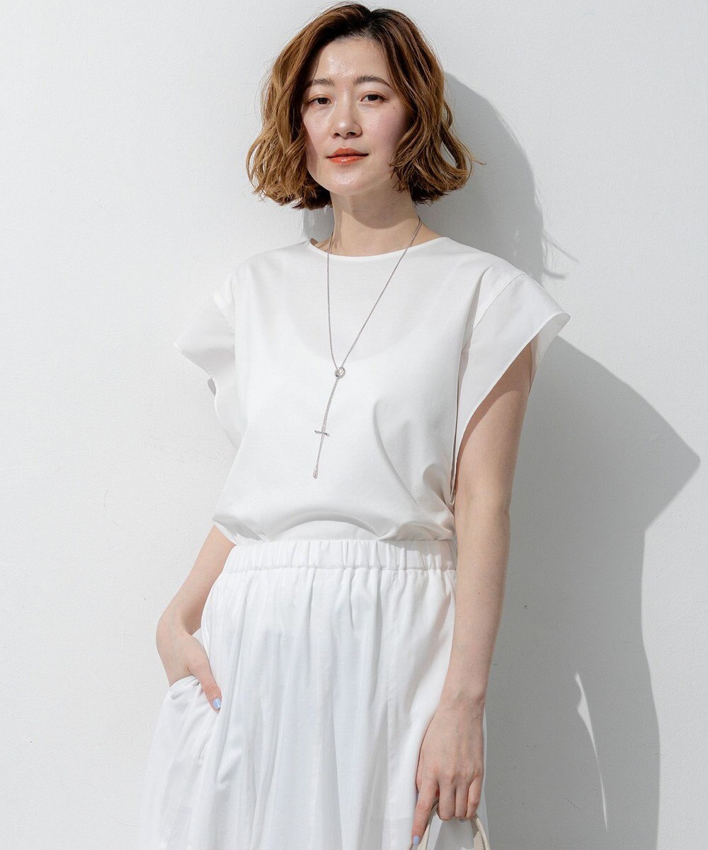 23区 【先行予約】スムースデザイン タフタスリーブ カットソー 