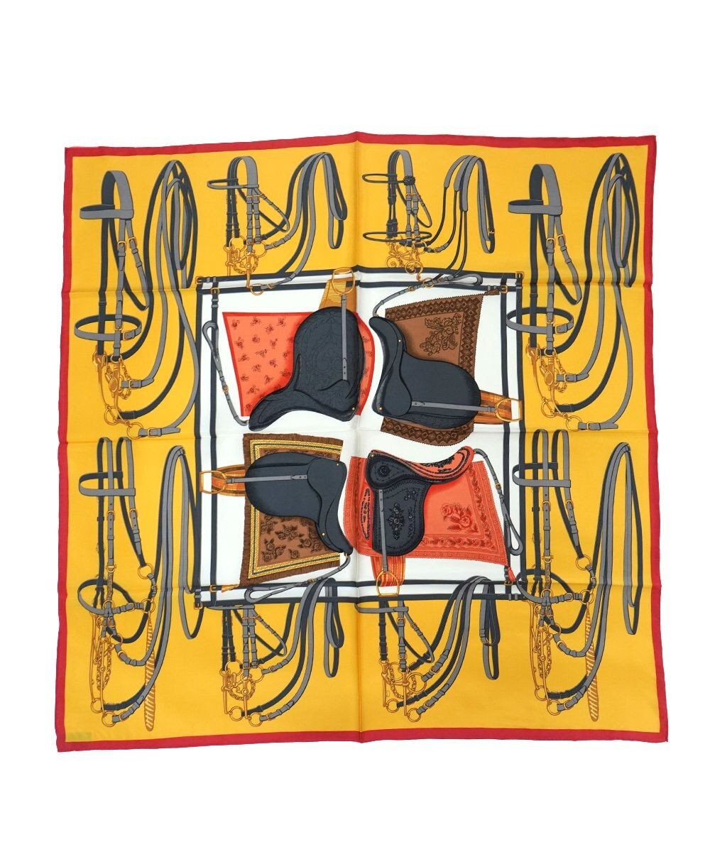 Marca 【伝統横濱スカーフ】鞍とベルト 大判 シルクスカーフ 