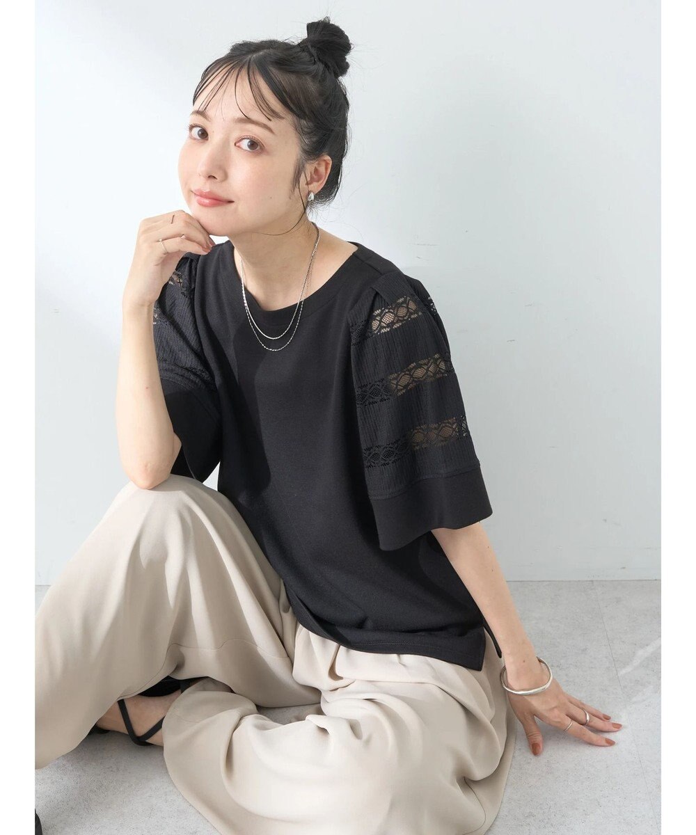 earth music&ecology フレア袖レースプルオーバー 