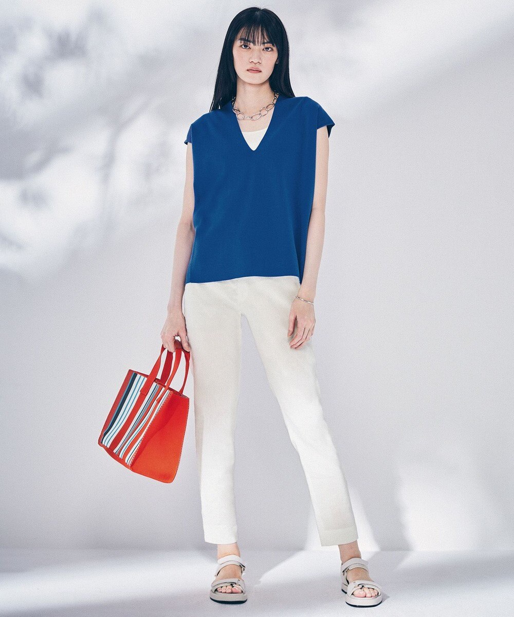 23区 L 【洗える】リネンレーヨンストレッチ テーパード パンツ 