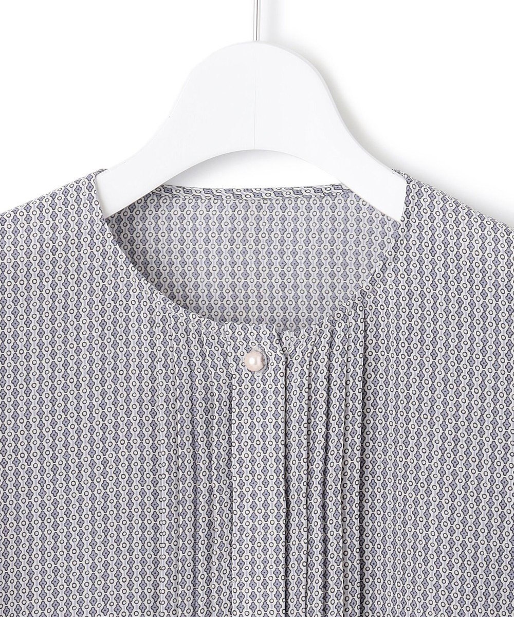 23区 L 【洗える】ヴィンテージ プリント ピンタック ブラウス 