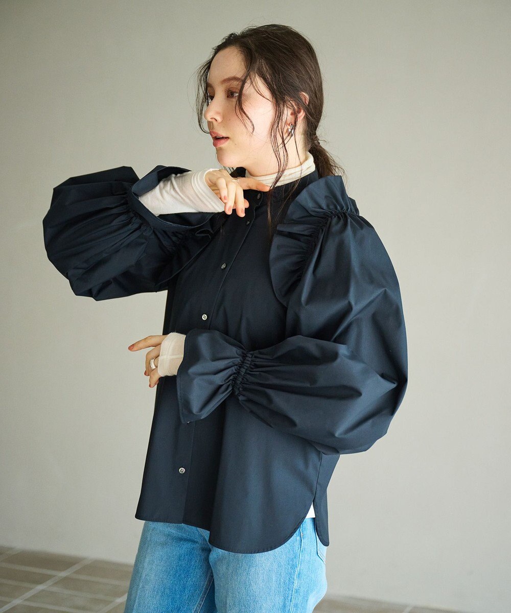 #Newans 【洗濯機可能/シワになりにくい】〈春名亜美さんコラボ〉ショルダーフリルブラウス 