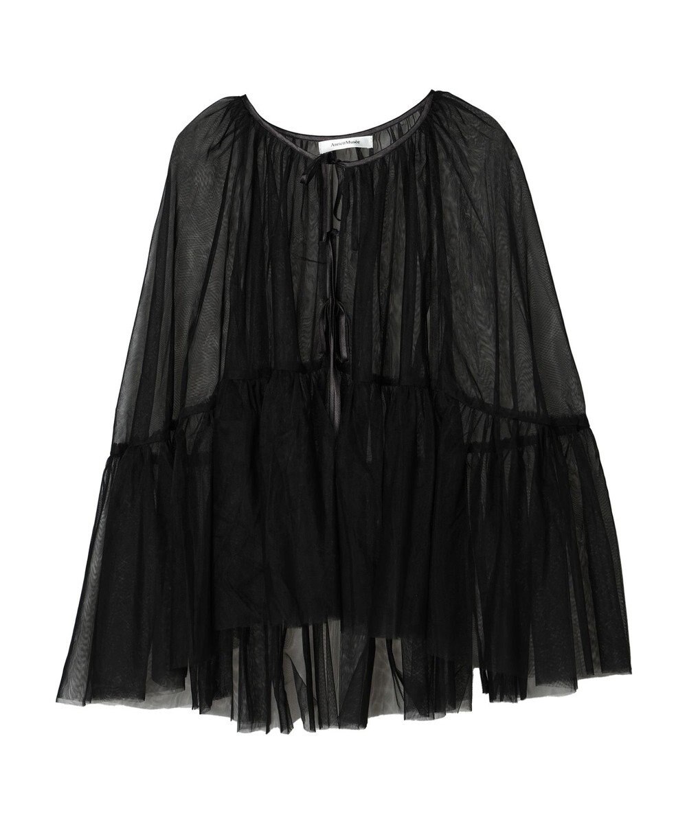 Green Parks リボンチュールデザインブラウス 