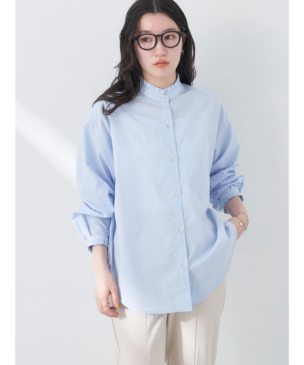 earth music&ecology Ｔ／Ｃ　スタンドフリルブラウス 