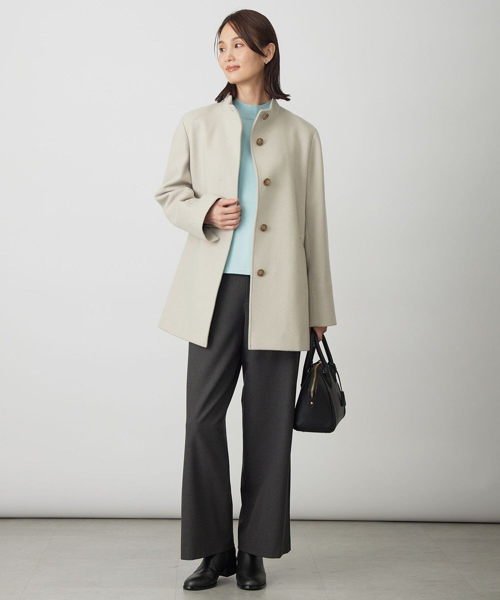 J.PRESS LADIES ショートビーバー ミディ丈 スタンドカラー コート 