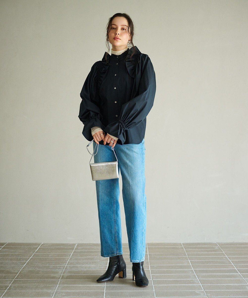 #Newans 【洗濯機可能/シワになりにくい】〈春名亜美さんコラボ〉ショルダーフリルブラウス 