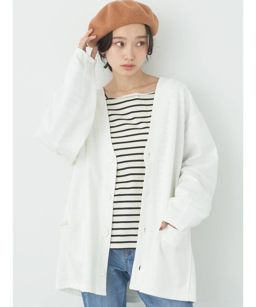 earth music&ecology ヘリンボーン調Ｖネックカーディガン 