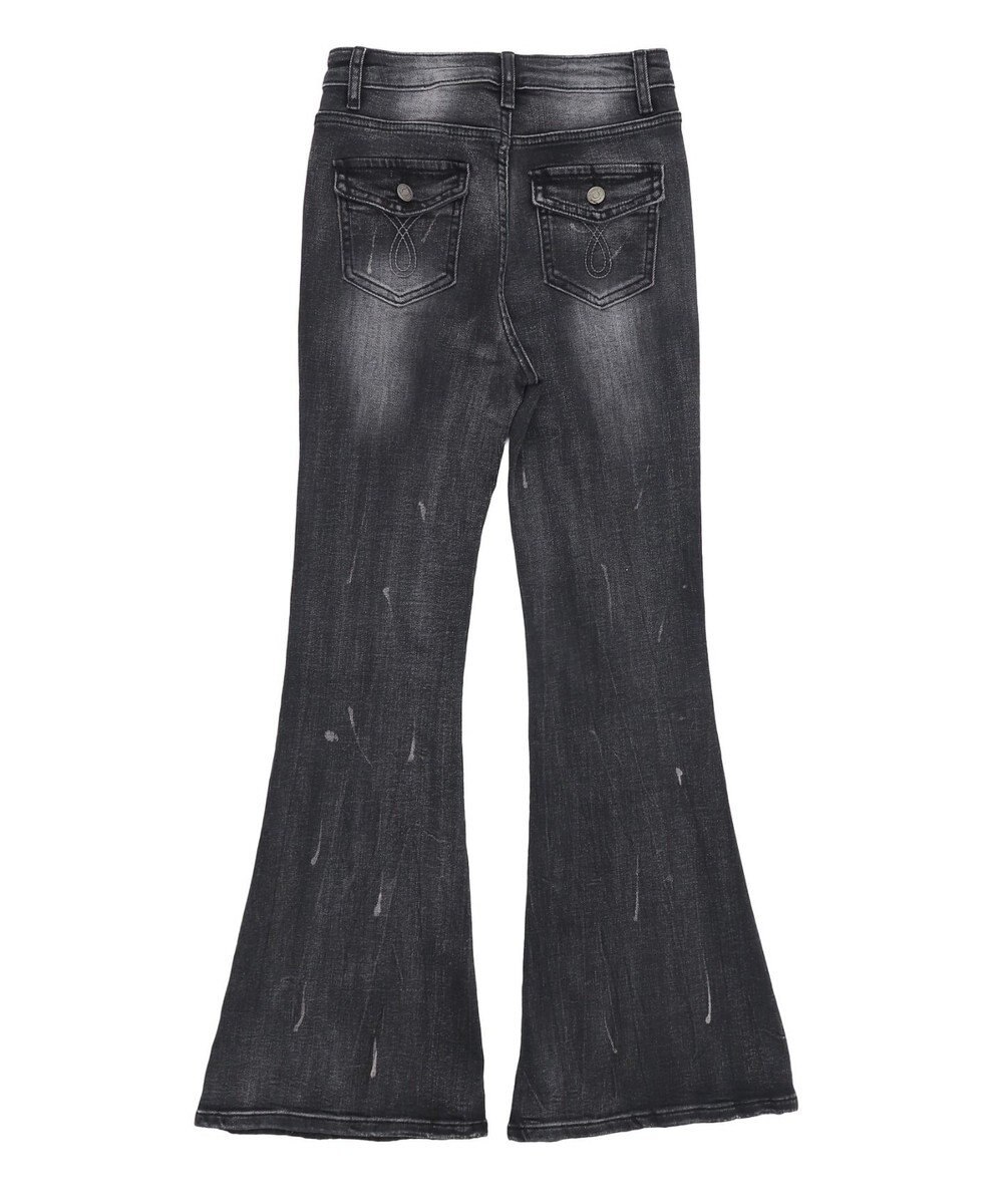 WEGO 【美脚】ダメージフレアデニム 