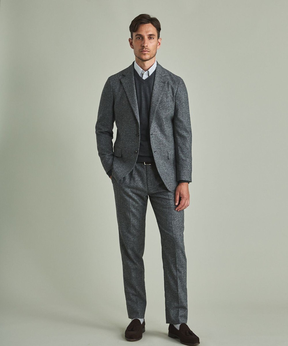 GOTAIRIKU 【家庭洗濯可能】イタリア糸 ハイゲージVネックニット 