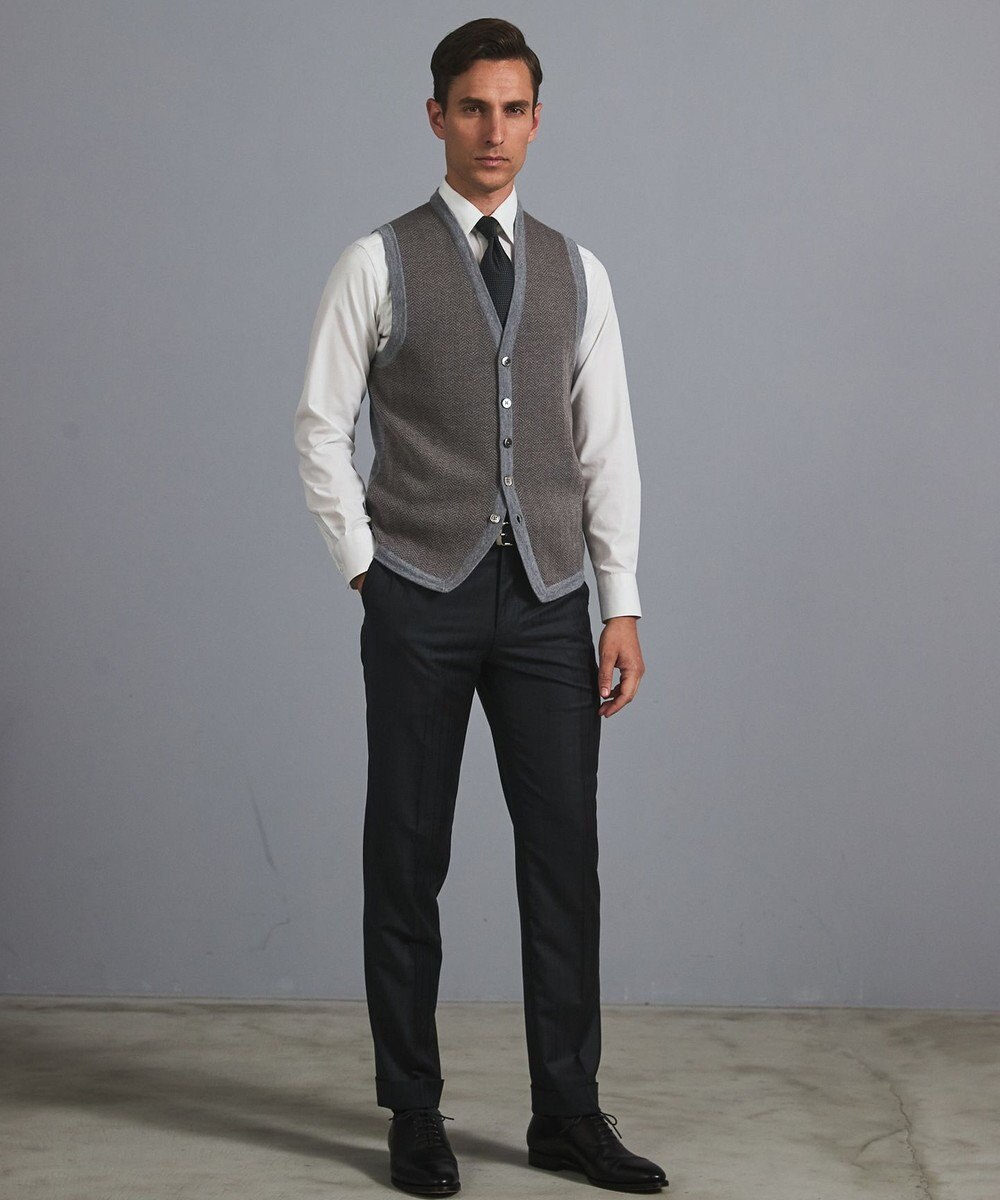 GOTAIRIKU 体温調整に【洗える/チクチクしにくい/ピリングしにくい】イタリア糸 ハイゲージ ベスト_WOOL100% 