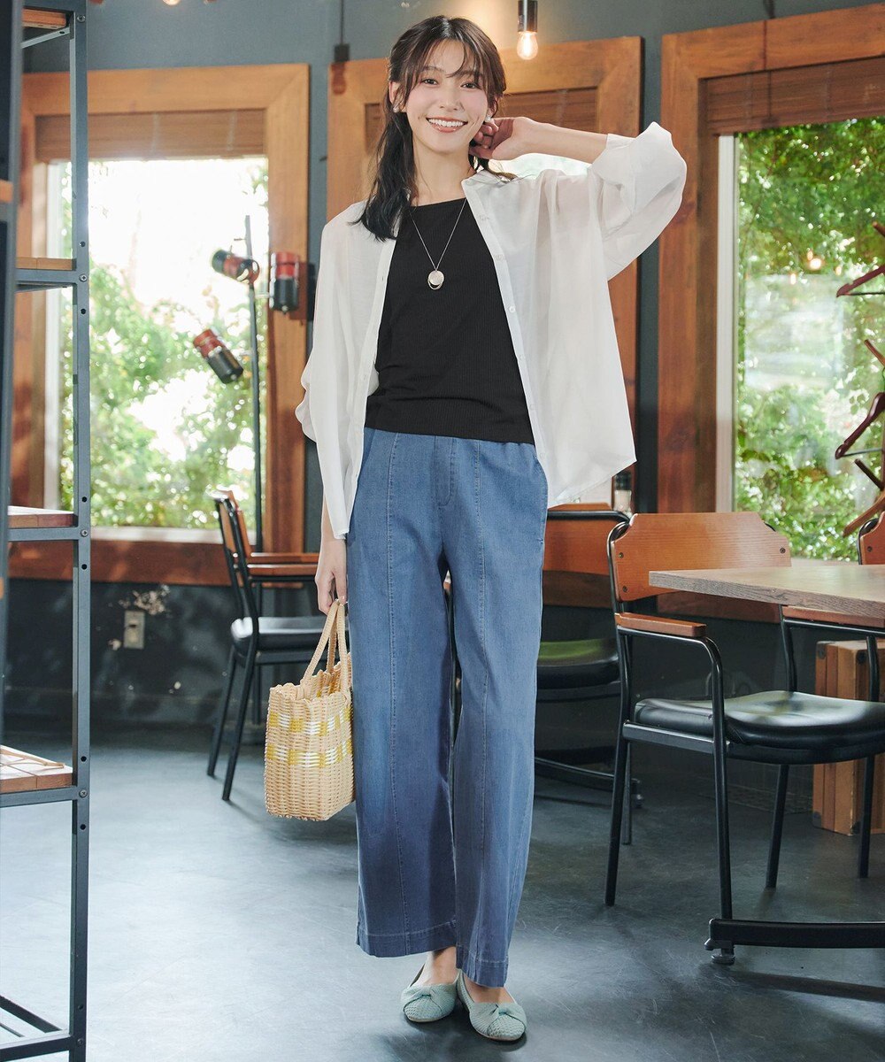 Tiaclasse 【おのののかさん着用】TCデニム切替ワイドストレートパンツ 