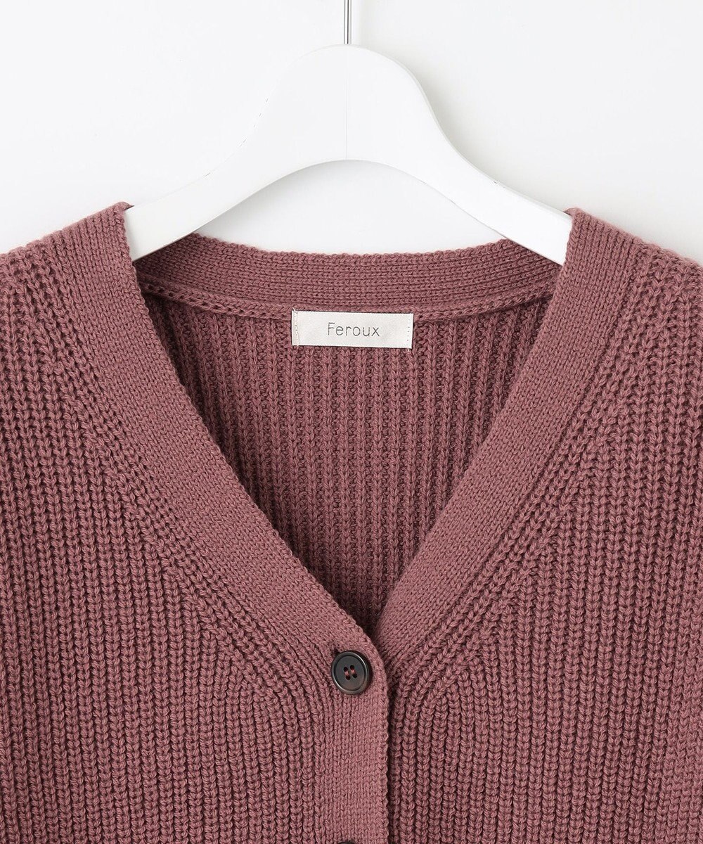 Feroux 【洗える】サイドケーブルバルキー カーディガン 