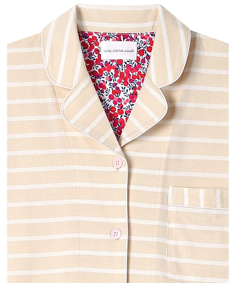 une nana cool 【綿100％】やわらか天竺ボーダー半袖パジャマ MADE WITH LIBERTY FABRIC 