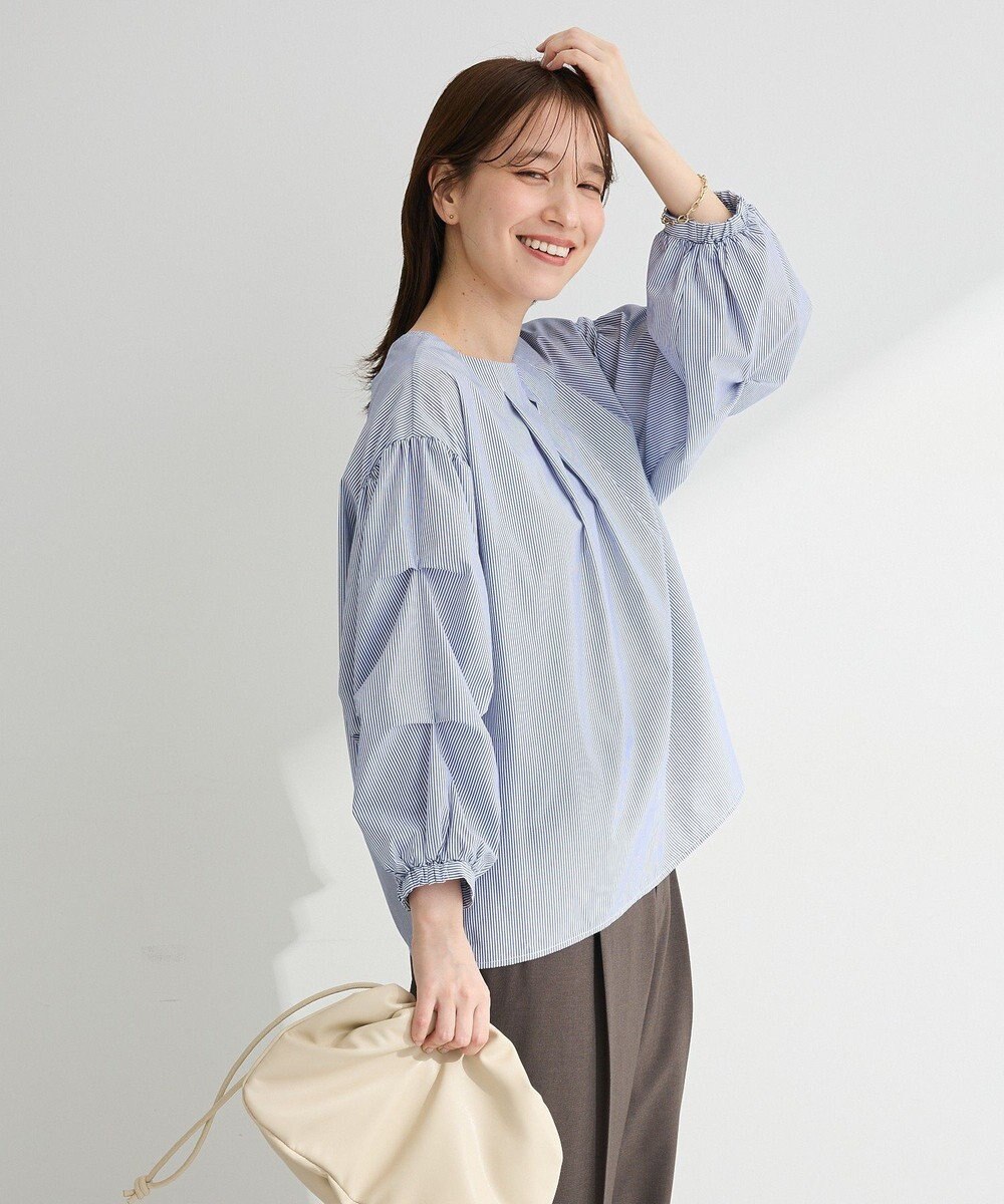 Green Parks イージーケア袖タックブラウス 