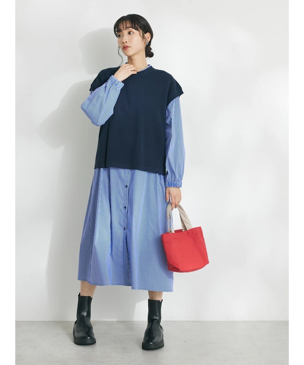 CRAFT STANDARD BOUTIQUE 【洗える】ニットベスト+シャツワンピース-SET 