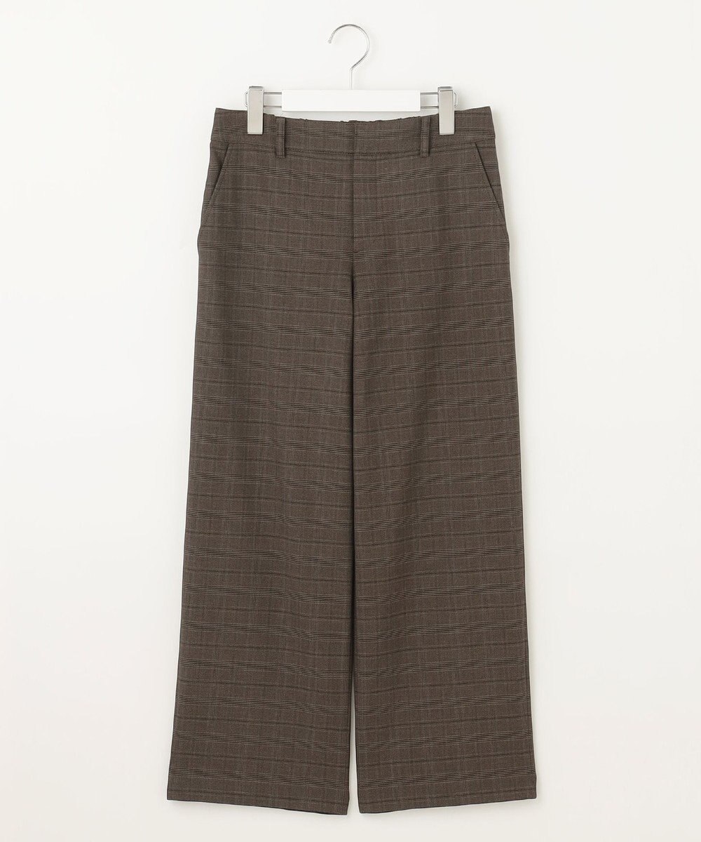 J.PRESS LADIES L 【洗える】T/Rアルガンシルクチェック ワイド パンツ 