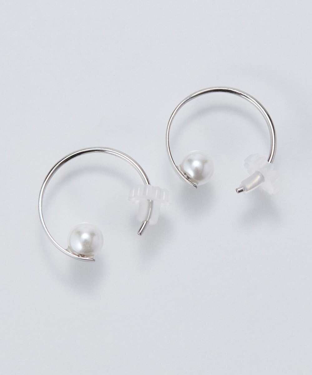 Phoebe 【金属アレルギー対応】カーブラインパールピアス/サージカルステンレス シルバー 