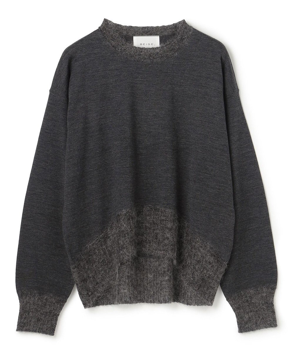 BEIGE， 【洗える】LA MONNAIE / モヘアMIXクルーネックニット 