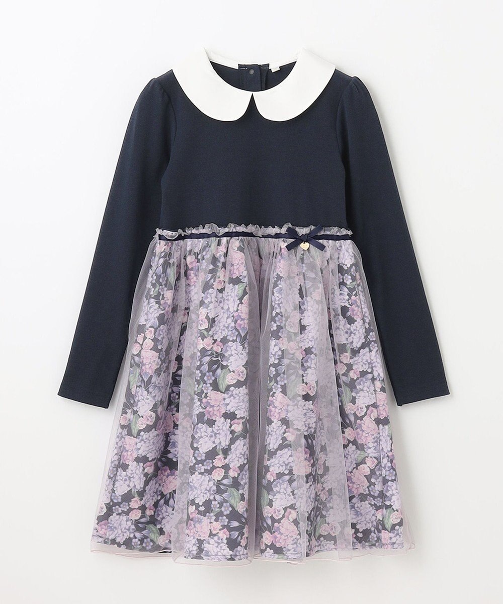 ANY KIDS 花柄ドッキングチュールワンピース 